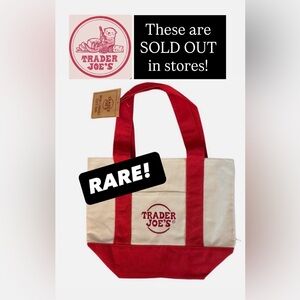 NEW🏷️❤️RED Mini Canvas Tote Bag Holiday Colors! Trader Joe's Canvas Tote Bag
